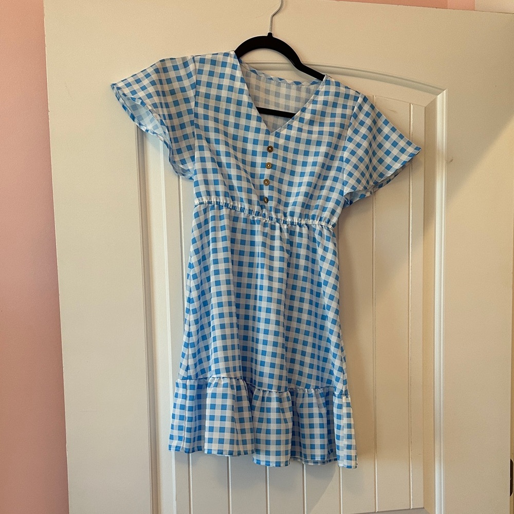 Blue and White Gingham Dress